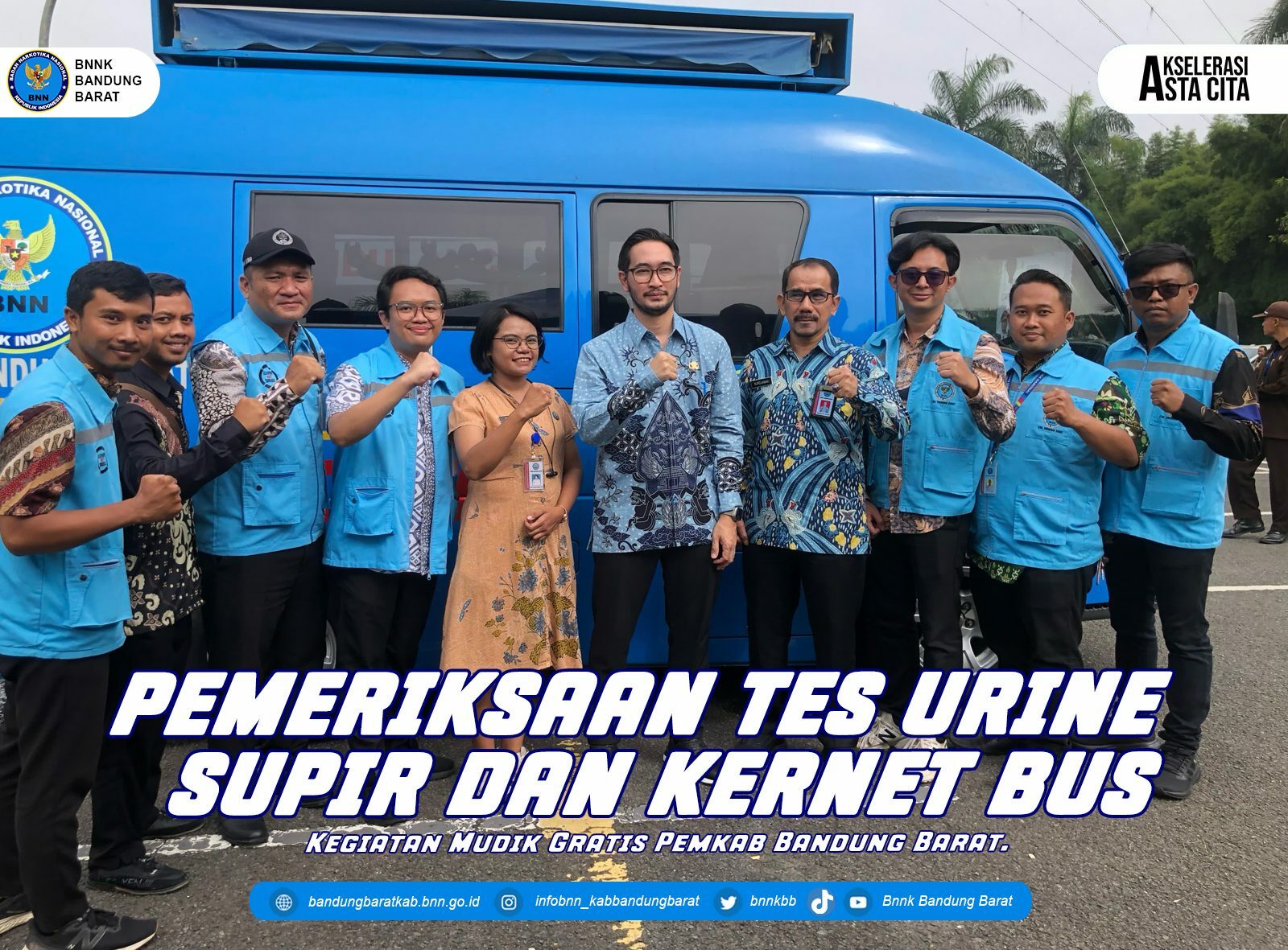 Test Urine pada Kegiatan Mudik Gratis Pemkab Bandung Barat.