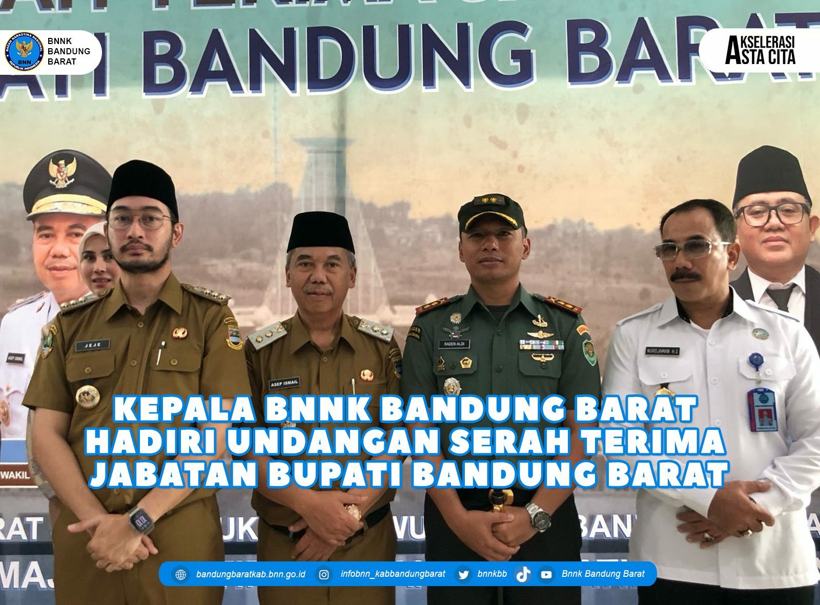Kepala BNNK Bandung Barat Menghadiri Undangan Sertijab Bupati Bandung Barat