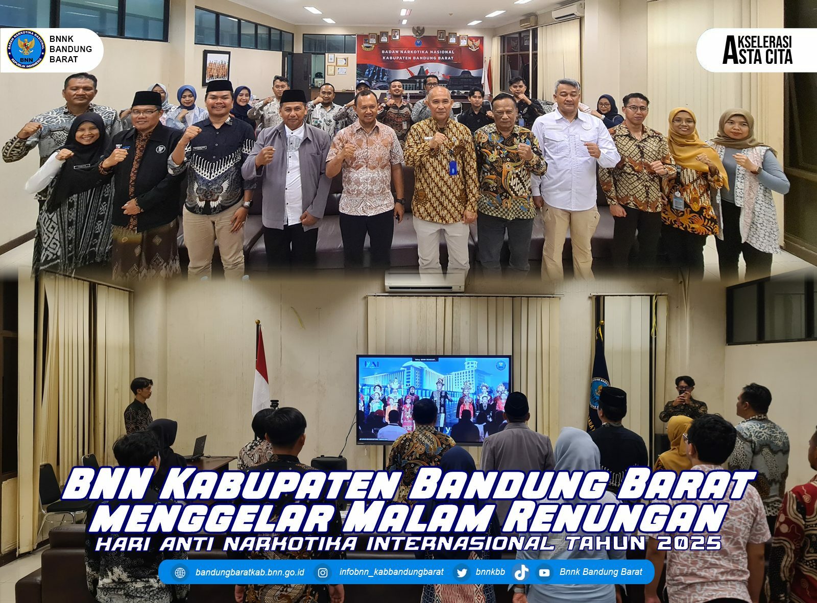 BNN Kabupaten Bandung Barat menggelar Malam Renungan Hari Anti Narkotika Internasional (HANI) 2025
